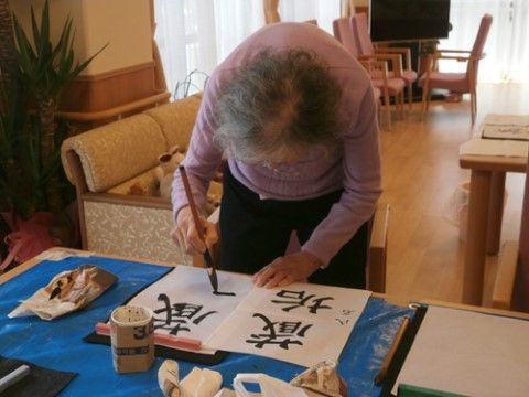 「ニチイケアセンター川西多田」のイベント・レクリエーション。丁寧に入居者様が書かれた作品は展示させてもらっている。