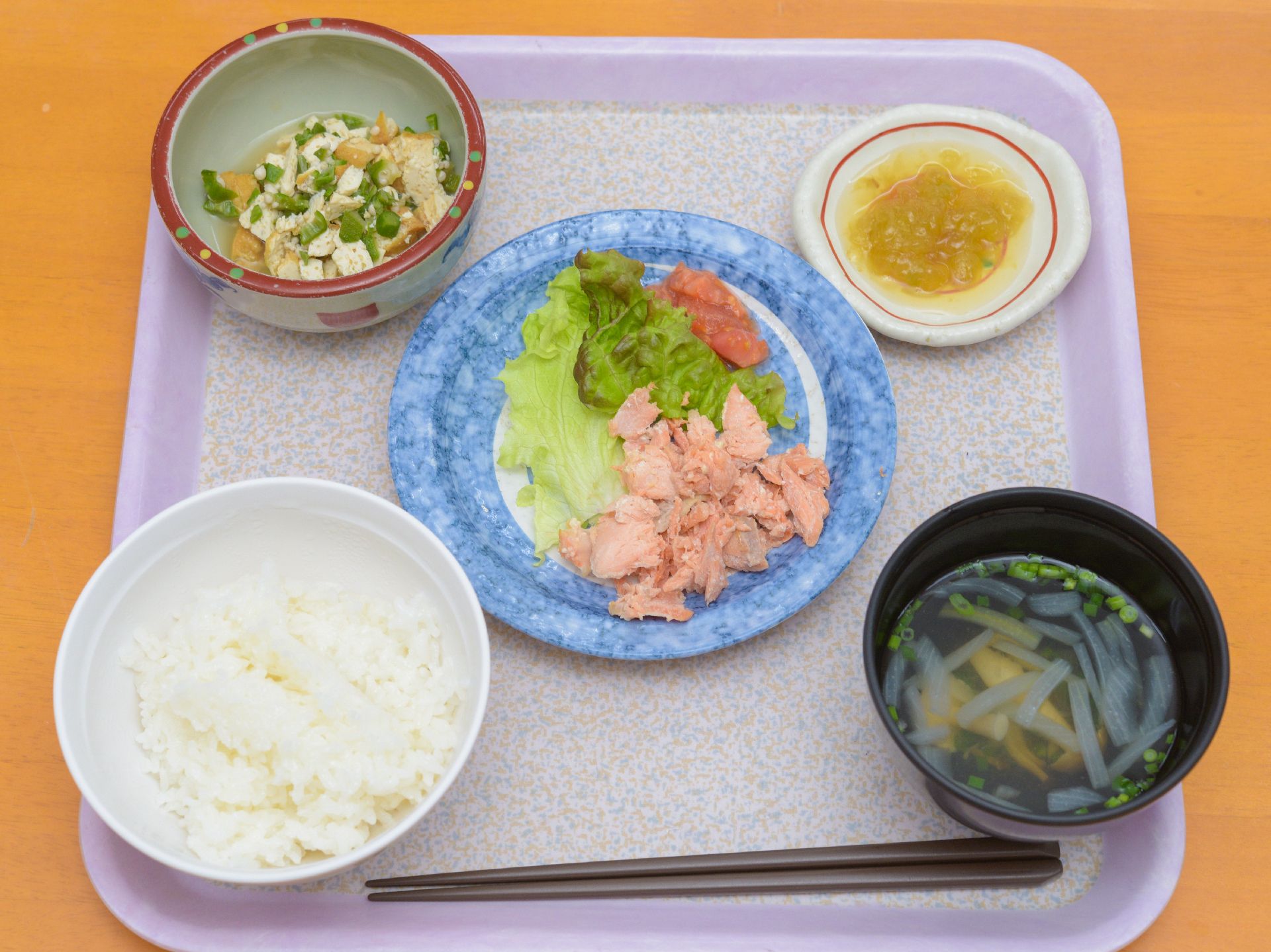 「さわやか花美館」お食事。安全に気を配ったお料理をご提供。