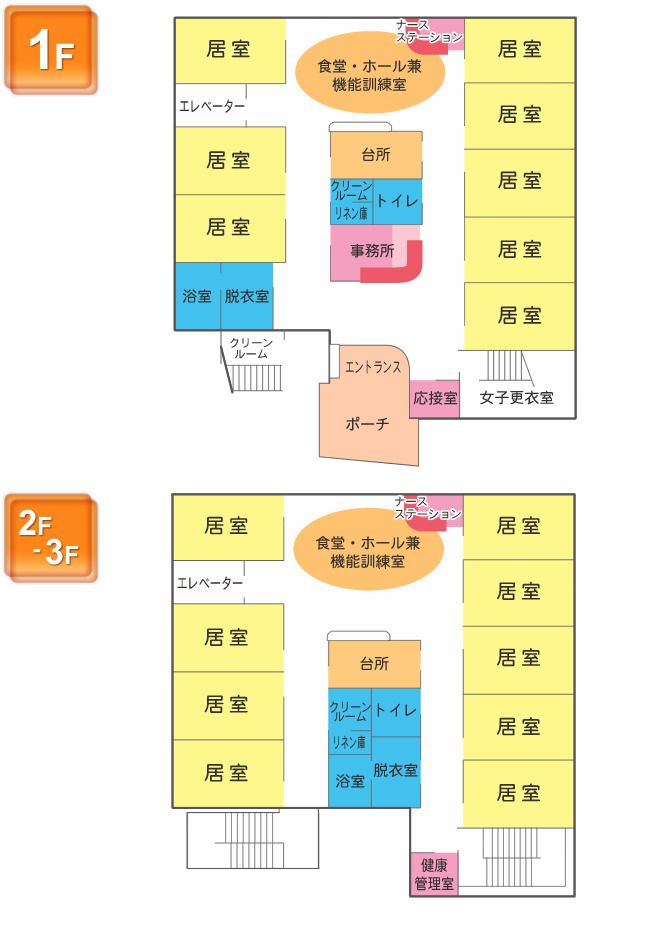 さわやか花美弐番館の2～3Ｆのフロアマップ
