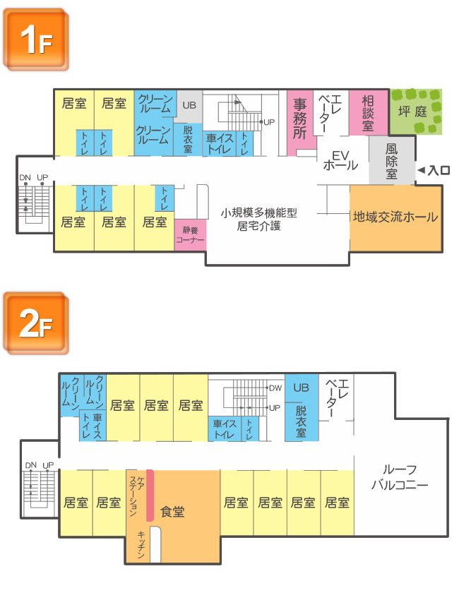 さわやか グループホーム せいのうの1～2Ｆのフロアマップ