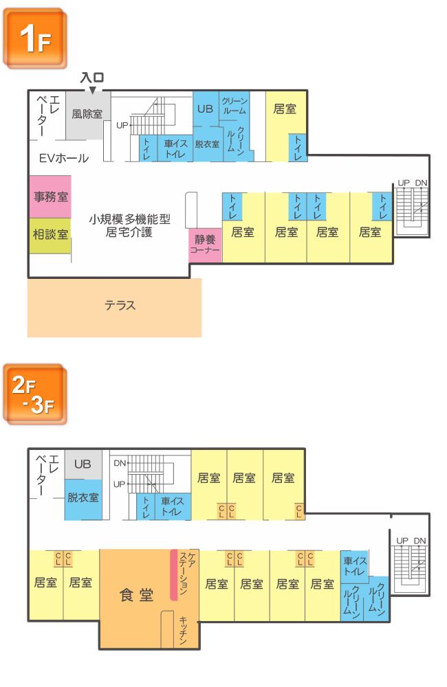 さわやか中原館の1～3Ｆのフロアマップ