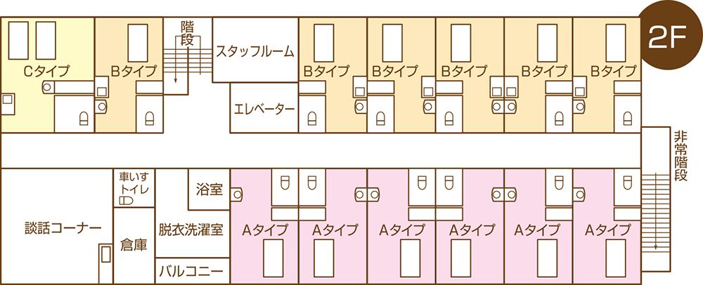 豊心の里の2Ｆのフロアマップ