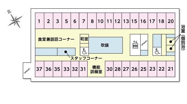 ツクイ・サンシャイン町田東館の4～7Ｆのフロアマップ
