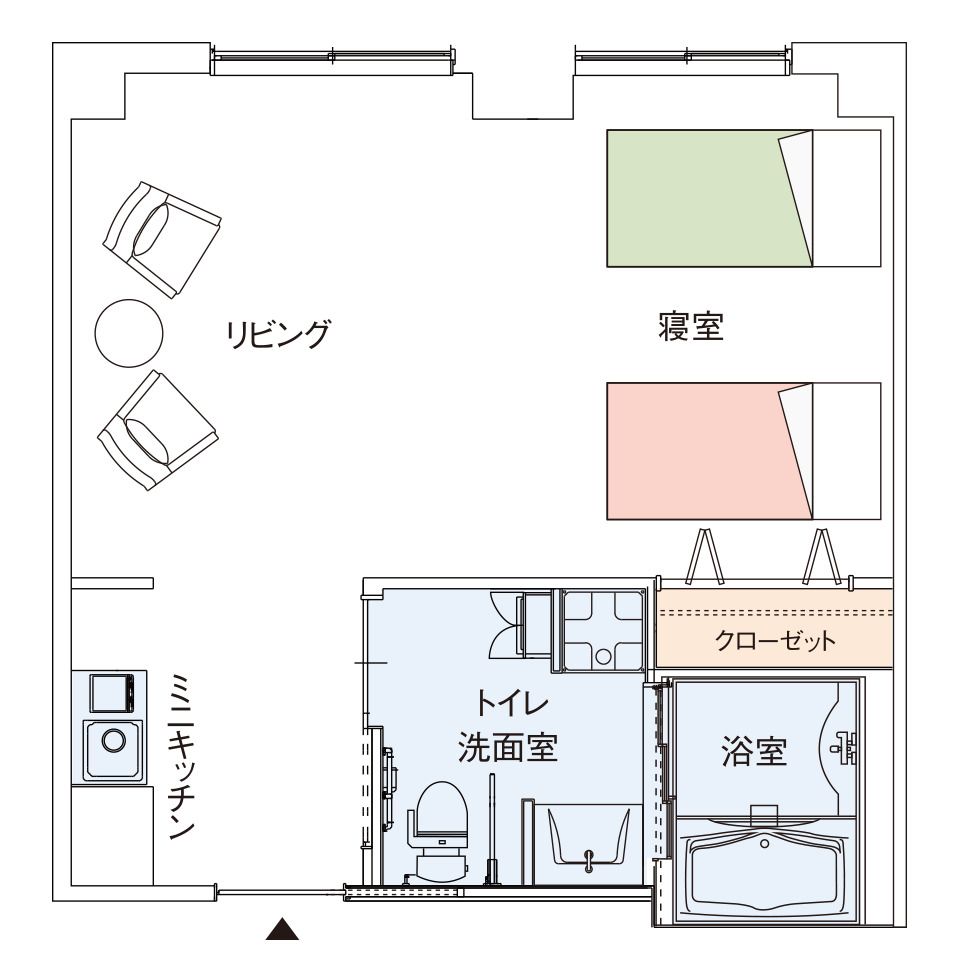 グッドタイム リビング 尼崎新都心のお二人さまタイプの間取り図