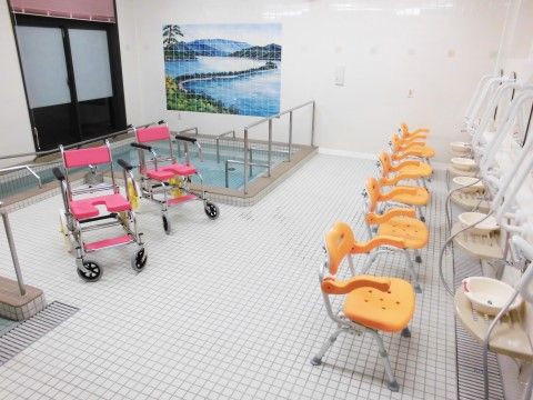ベストライフ沼津Ⅱの一般浴室。複数で入浴できる大浴場。