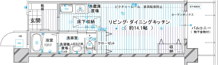 クラーチ溝の口のAタイプの間取り図