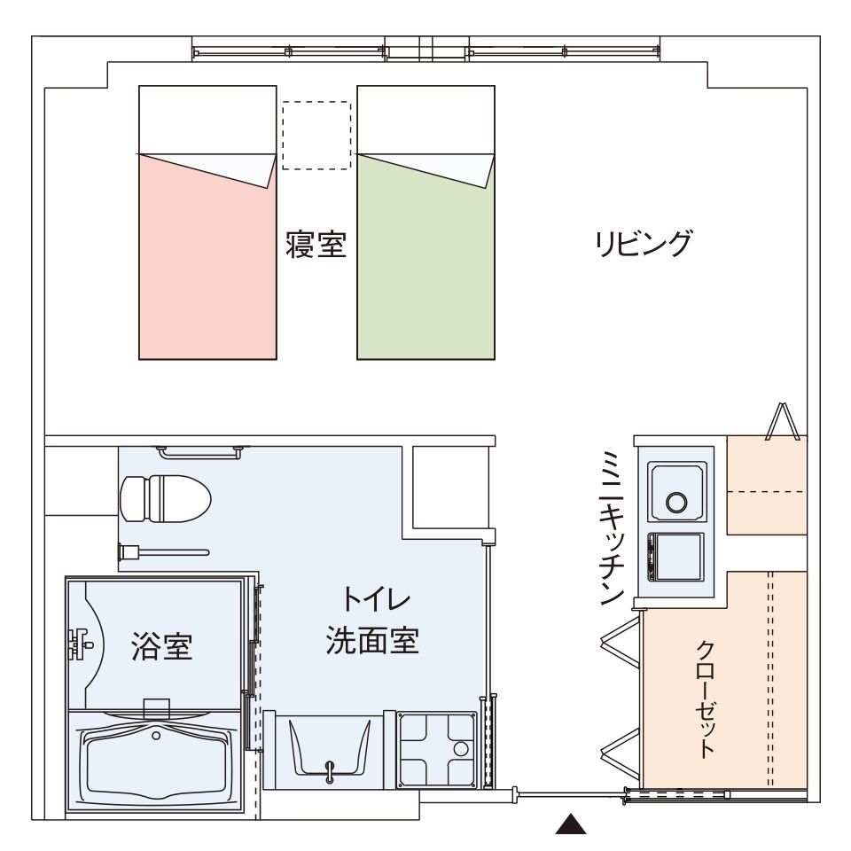 グッドタイム リビング 香里ヶ丘－けやき通り－のお二人さまタイプの間取り図