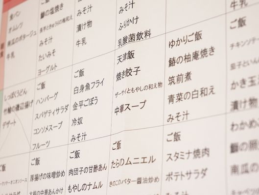 詳細の分かるメニュー表