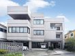 1階部分が駐車場の、凹凸で立体感あるおしゃれな3階建て建物