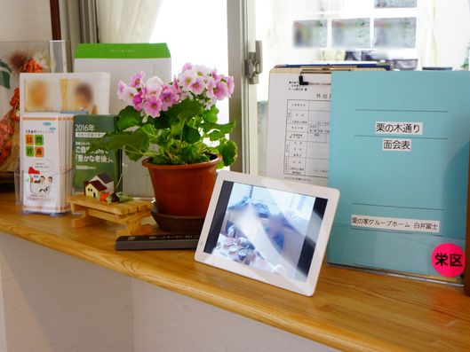 パンフレットが置かれた棚