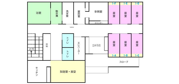 すまいるハッピー日進の1Fのフロアマップ