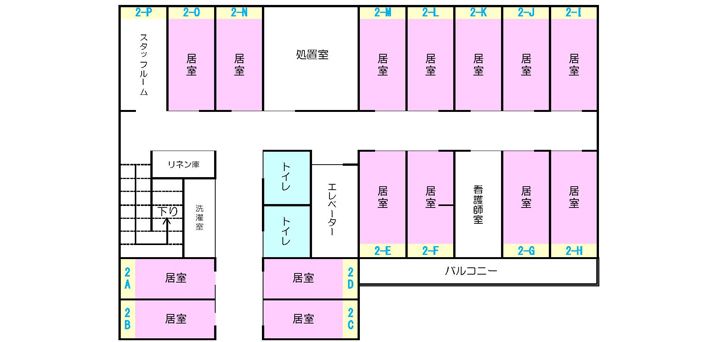 すまいるハッピー日進の2Fのフロアマップ