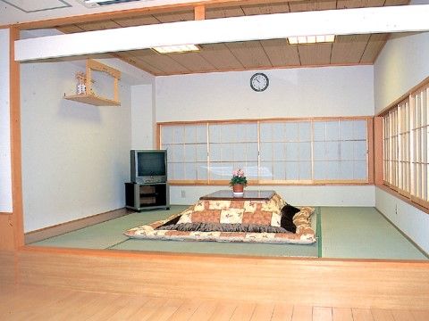 テレビや炬燵が置かれ、足をのばして寛ぐことができる和風のスペース