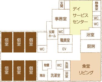木楽里の1階のフロアマップ