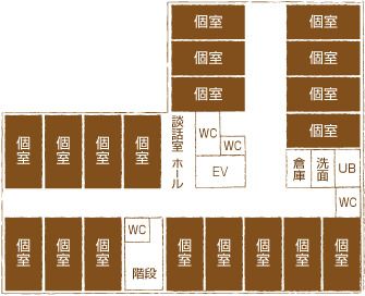 木楽里の2階のフロアマップ