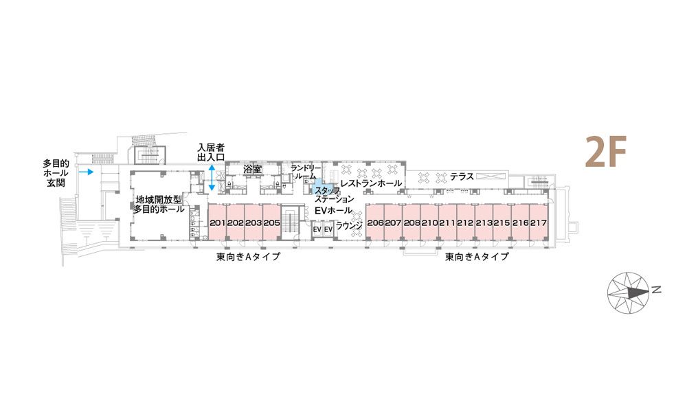 ルナハート千里丘の街の2Ｆのフロアマップ