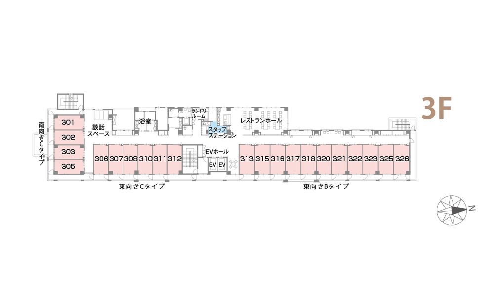 ルナハート千里丘の街の3Ｆのフロアマップ
