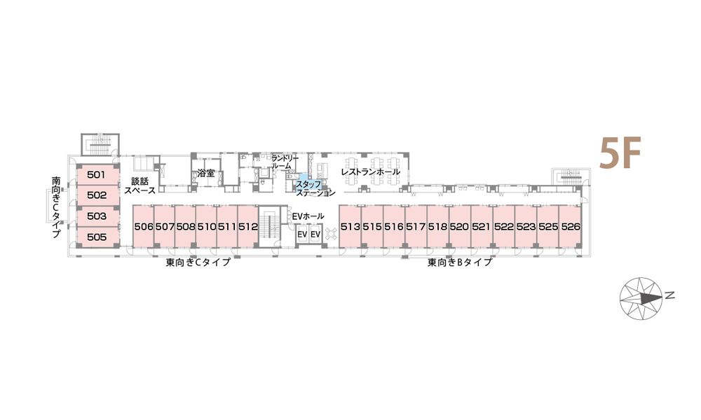 ルナハート千里丘の街の5Ｆのフロアマップ