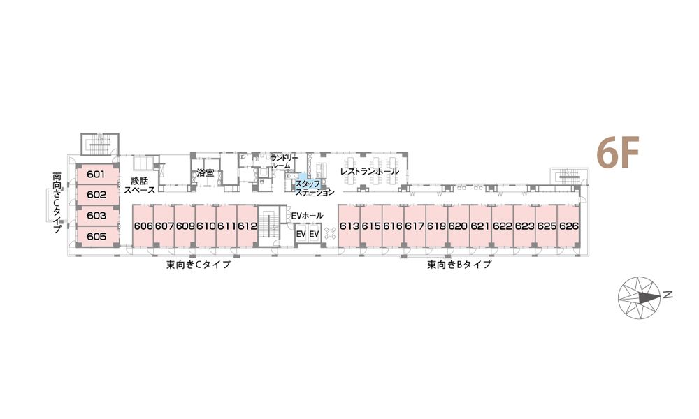 ルナハート千里丘の街の6Ｆのフロアマップ
