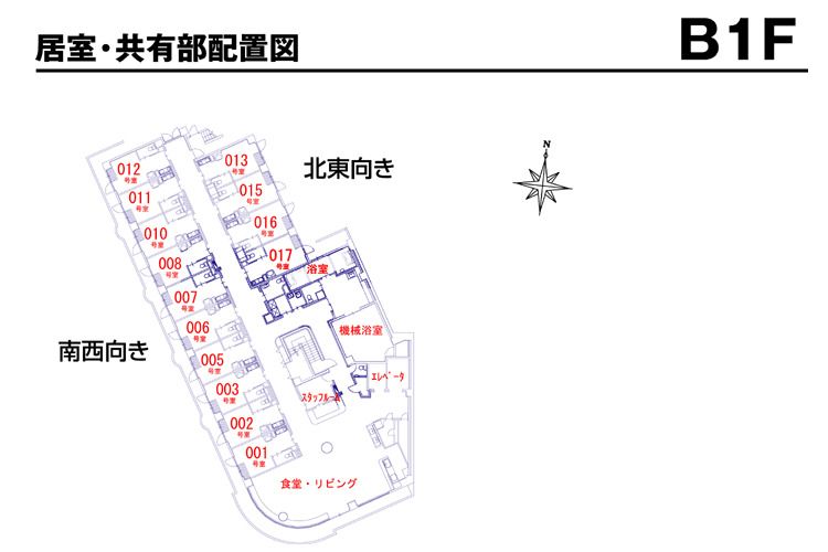 チャームスイート緑地公園のＢ1Ｆのフロアマップ