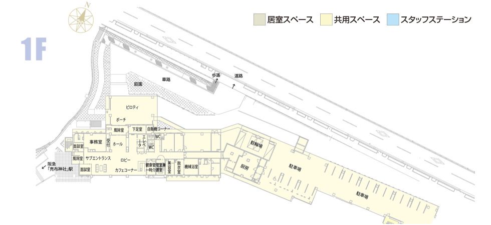 チャームスイート宝塚売布の1Ｆのフロアマップ