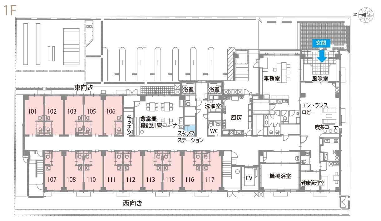 チャームスイート京都桂川の1Ｆのフロアマップ