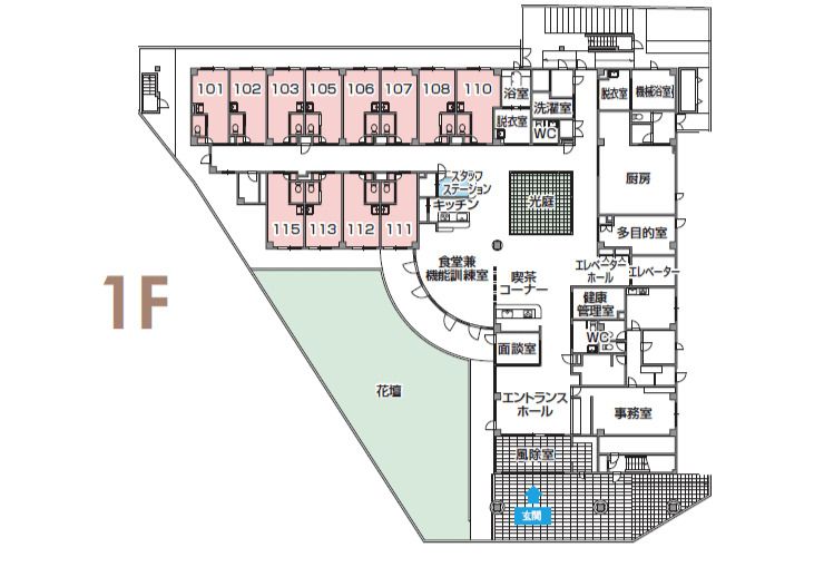 チャーム尼崎東園田の1Ｆのフロアマップ