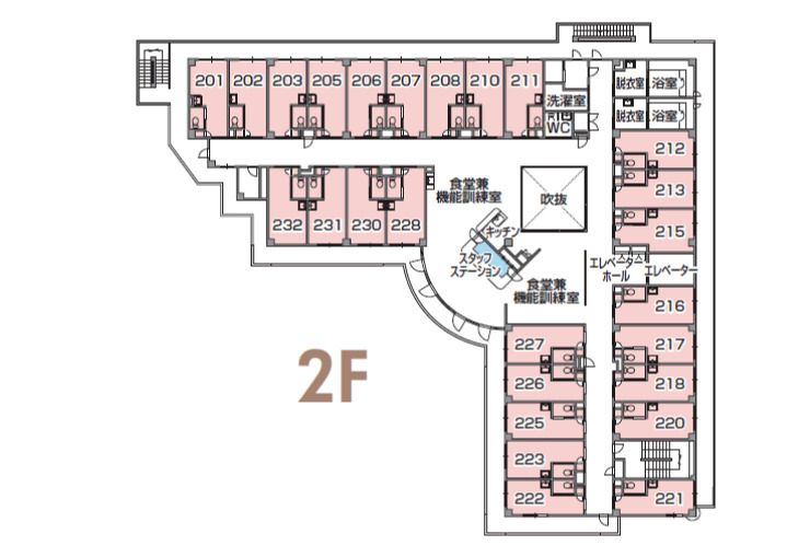 チャーム尼崎東園田の2Ｆのフロアマップ
