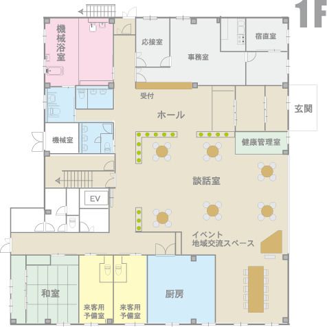 チャームやまとこおりやまの1Ｆのフロアマップ