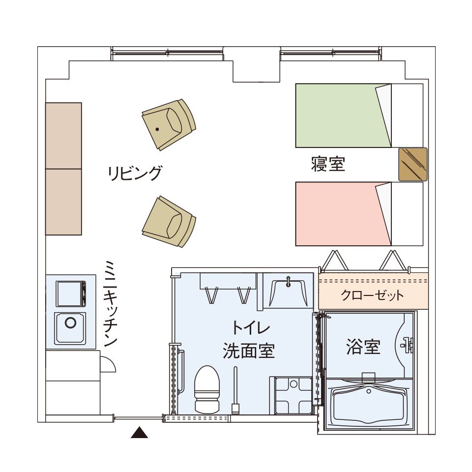 グッドタイム リビング 池田緑丘のお二人さまタイプの間取り図