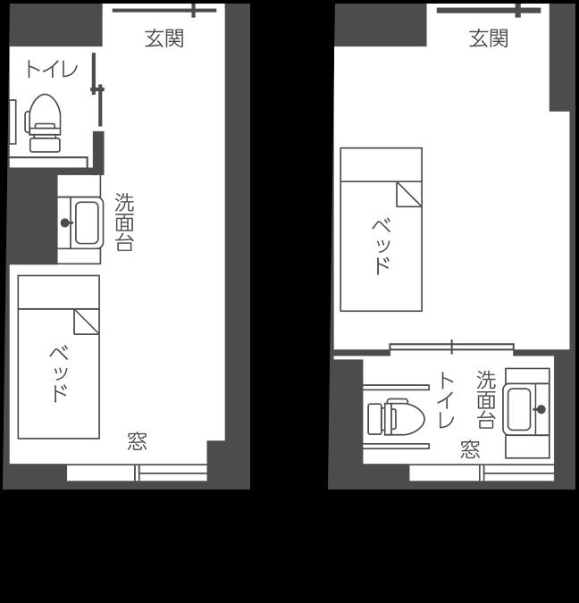 ホスピタルメント武蔵野の1人用の間取り図