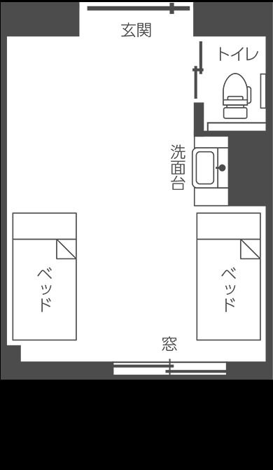 ホスピタルメント武蔵野の2人用の間取り図