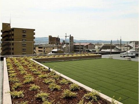 ソラスト鶴見緑地の屋上テラス。