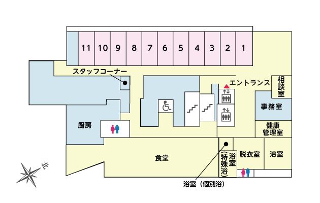 ツクイ・サンシャイン横浜野毛の4Ｆのフロアマップ