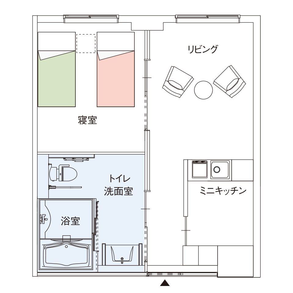 グッドタイム リビング 神戸垂水のお二人さまタイプの間取り図