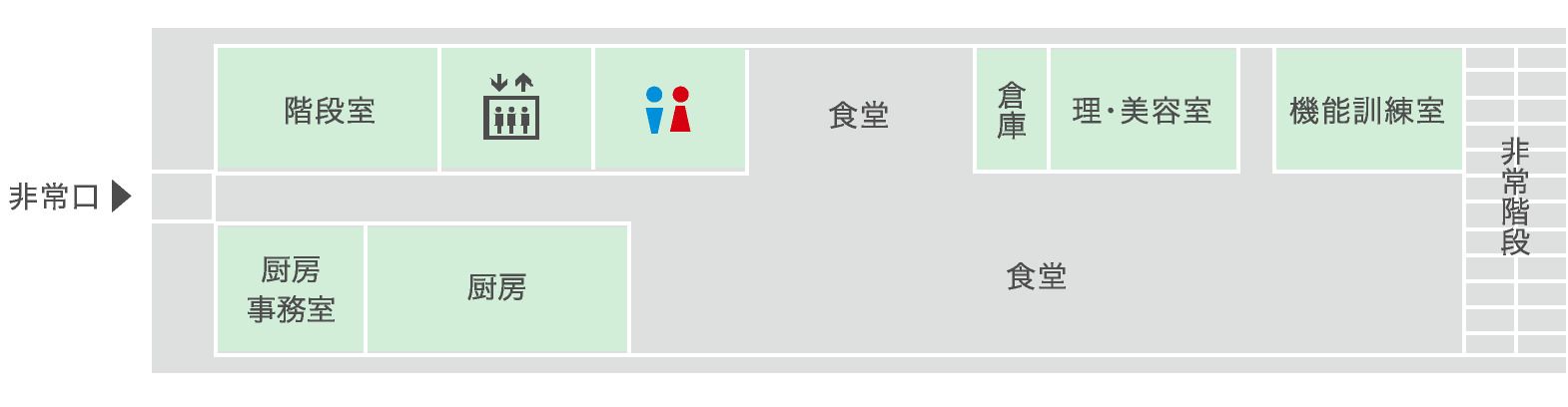 ライフケアガーデン熱川本館の本館2Ｆのフロアマップ