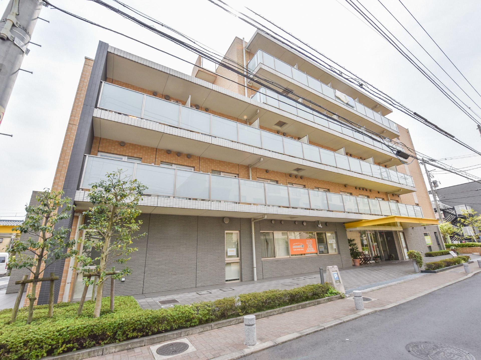 壮大な雰囲気と高級感を醸し出す外観。観葉植物などの緑に囲まれた、自然を楽しめる空間。玄関は自動ドアとなっており、移動しやすい。