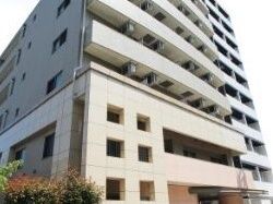 ビジネスホテルのようなダークブラウンを基調とした高層の建物である。周辺はマンションや戸建ての家が建ち並ぶ閑静な住宅地である。