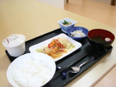 ご隠居長屋 和楽久みさと早稲田の食事。栄養バランスや料理の見た目もいいお食事を提供している。