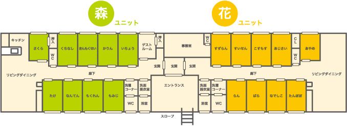 グループホーム ここから高宮のフロアマップ1のフロアマップ