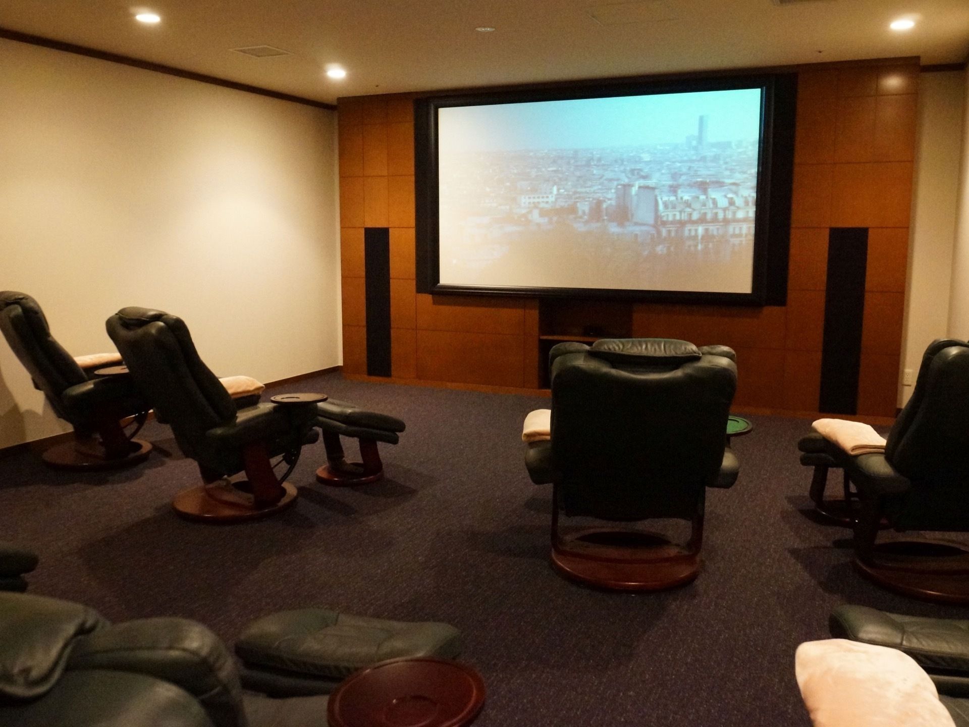 映画などを視聴することが可能なシアタールームである。大画面のフルスクリーンで迫力ある音と映像を楽しむことができる。
