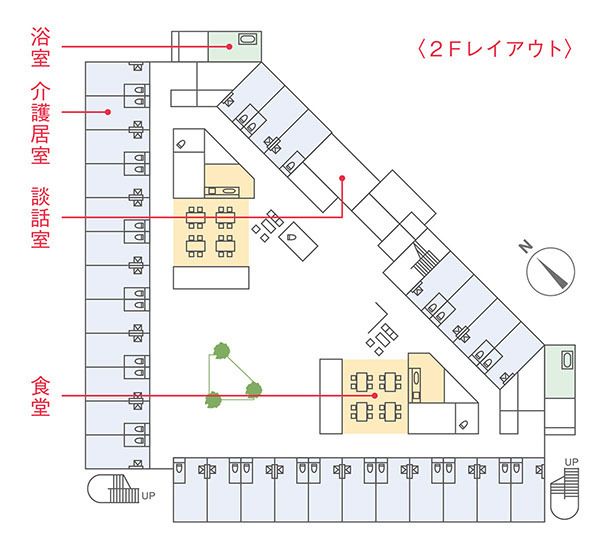 よんでんライフケア栗林の2Ｆのフロアマップ