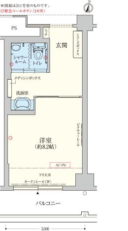 トラストグレイス御影介護棟の間取り1の間取り図