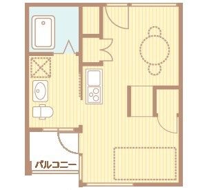 サービス付き高齢者住宅ほがらかの１人部屋の間取り図
