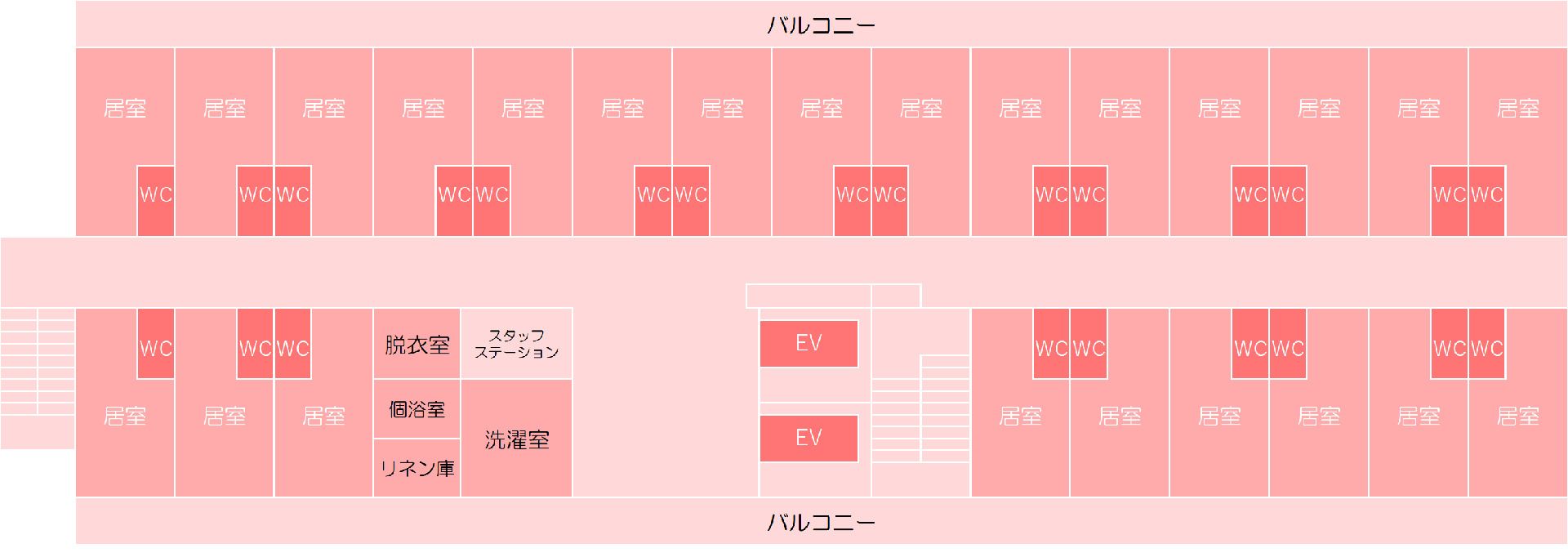 レジデンス北熊本の2Ｆのフロアマップ