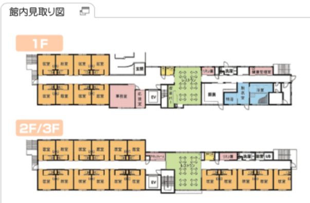 介護付有料老人ホーム プラティア池島の1～3Ｆのフロアマップ