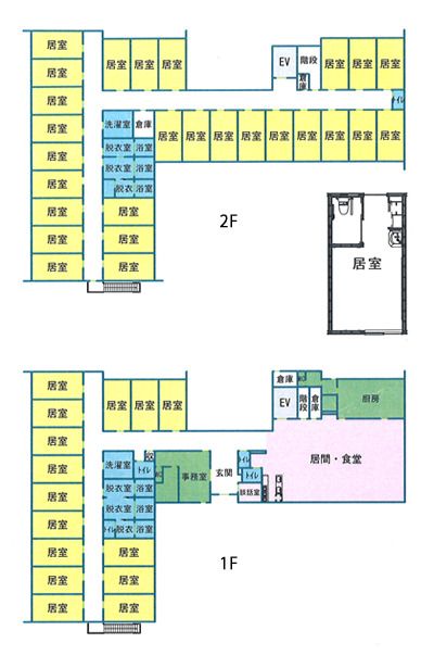 ウェルライフヴィラ寒川一之宮の1～2Ｆのフロアマップ