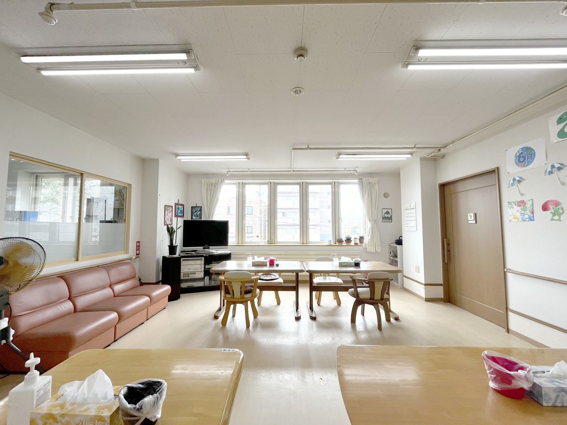 明るい共有スペース