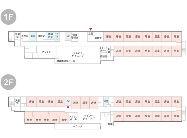はなまるハウス弥生台の1～2Ｆのフロアマップ