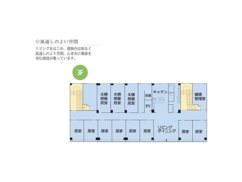 介護付き有料老人ホーム せらび新宿の3Ｆのフロアマップ